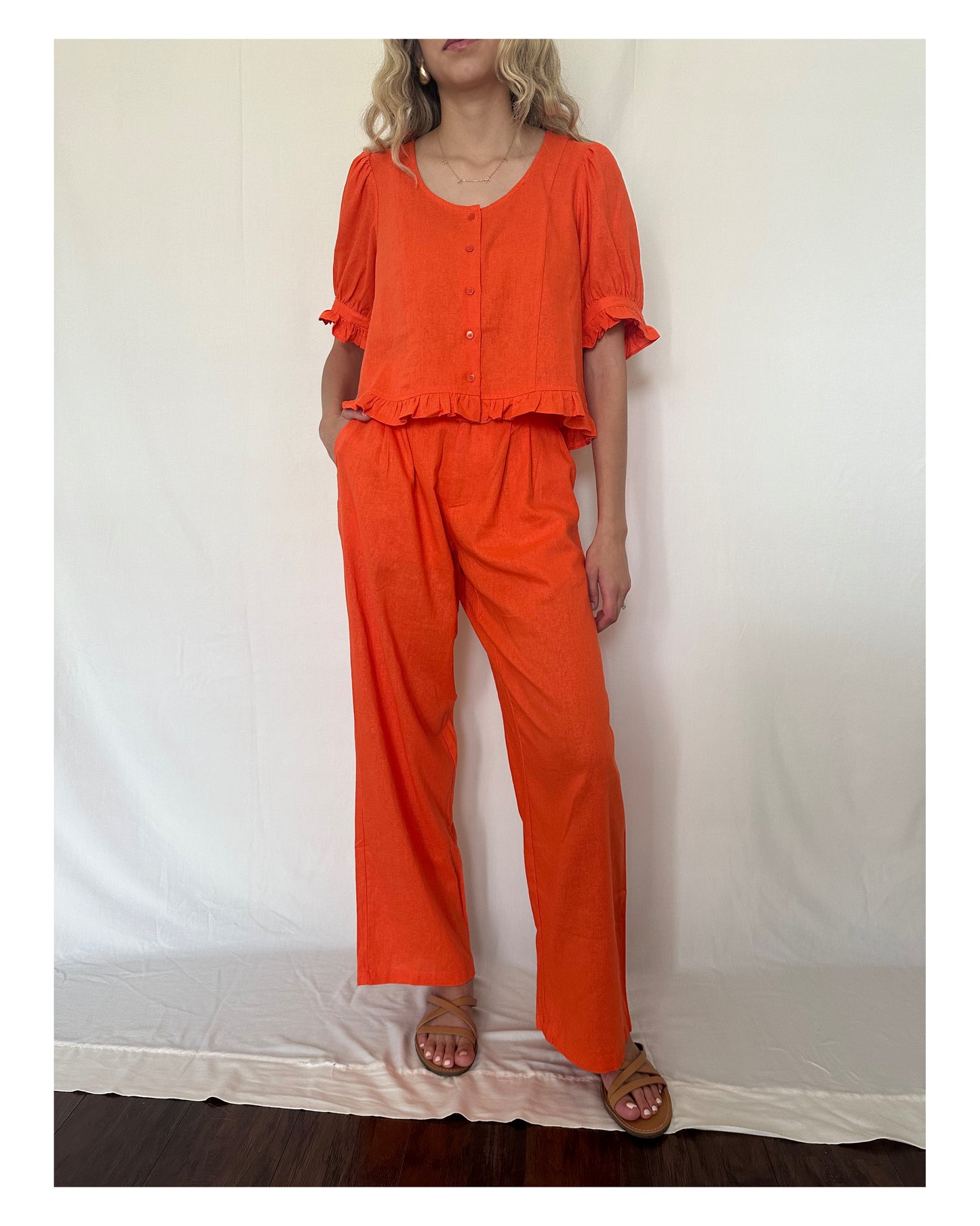 Orange Linen PANTS